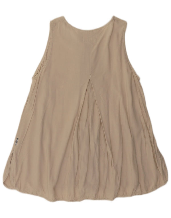 Blusa feminina sem mangas Armani Jeans Top Reino Unido 14 Viscose bege grande