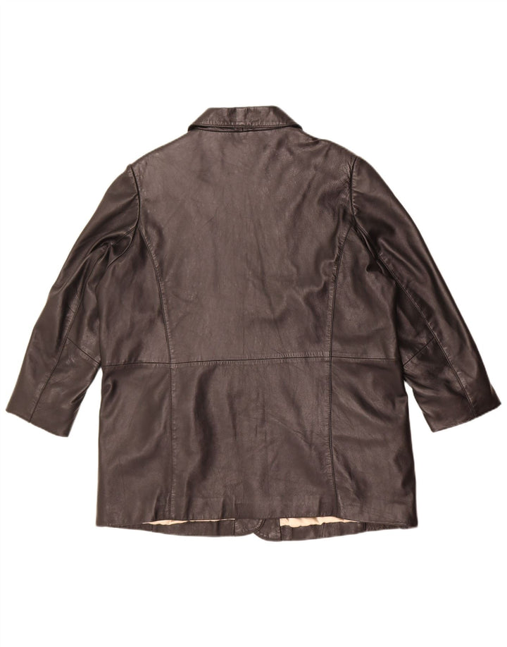 Jaqueta feminina de couro superdimensionada Essence Reino Unido 18/20 XL couro preto