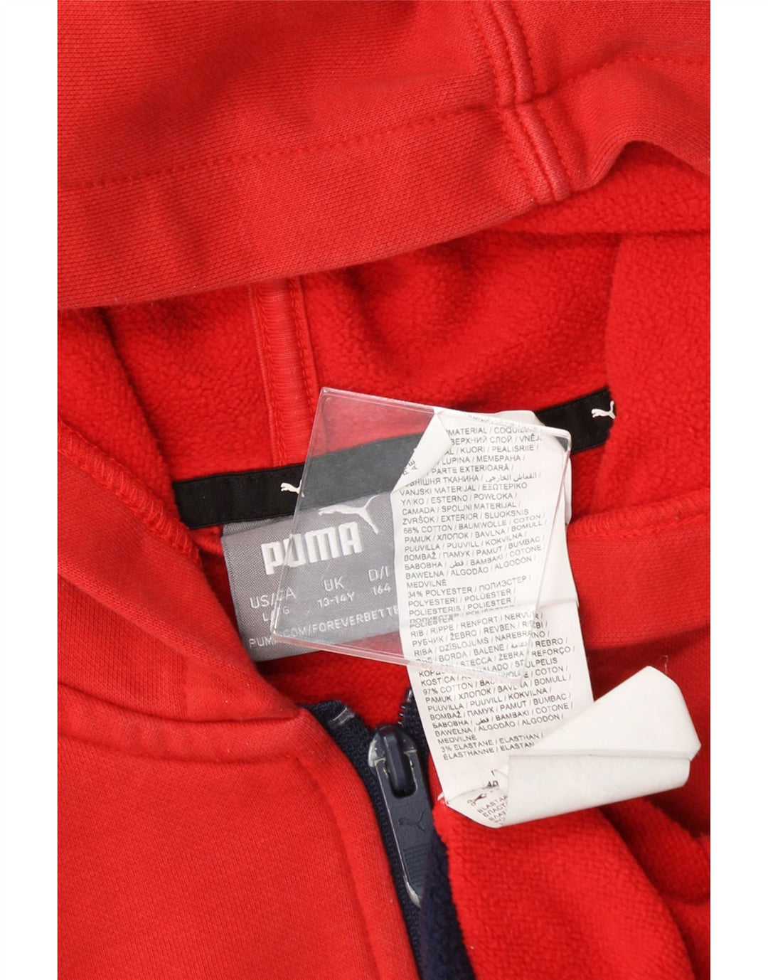 PUMA Boys Zip Hoodie Sweater 13-14 Years Multicoloured Colourblock Cotton Vintage Puma and Second-Hand Puma from Messina Hembry 