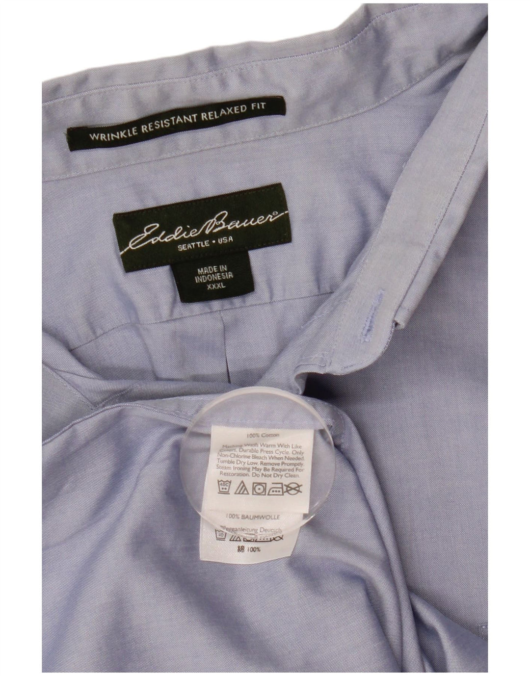 EDDIE BAUER Camisa masculina de manga curta e ajuste relaxado 3XL algodão azul