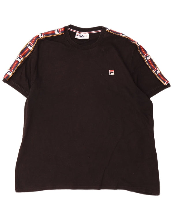 Camiseta gráfica masculina Fila Top 2XL algodão preto