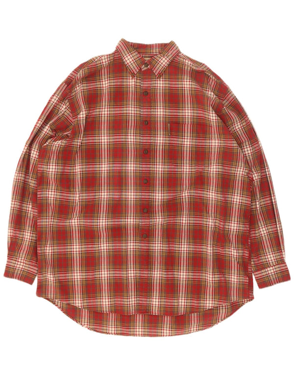 Camisa grande masculina Abercrombie & Fitch 2XL xadrez vermelho