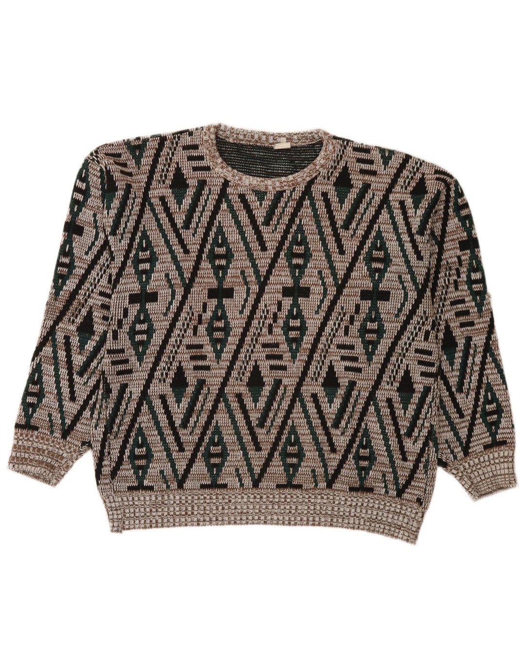 Suéter masculino vintage com gola redonda IT 52 grande geométrico multicolorido