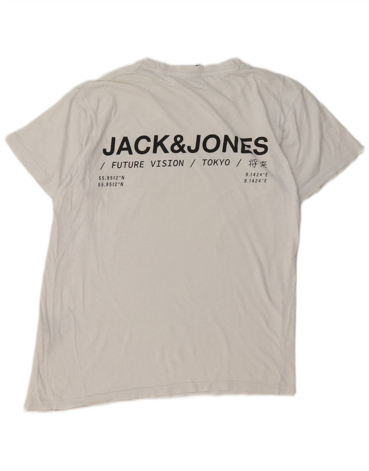 Camiseta masculina JACK & JONES com estampa gráfica pequena de algodão branco