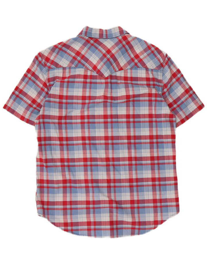 Camisa masculina Levi's manga curta slim fit grande algodão xadrez vermelho