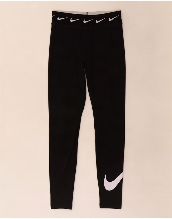 Nike Womens Dri Fit Graphic Leggings UK 8 Small Black Cotton