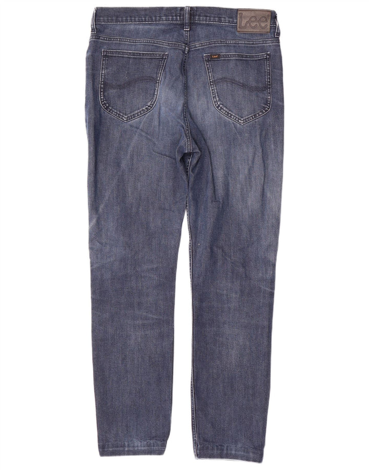 Lee Mens Rider Straight Jeans W34 L30 Azul Algodão