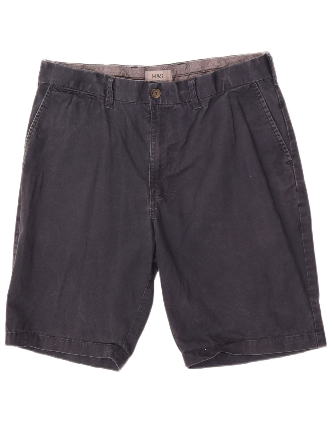 Shorts chino masculino Marks & Spencer W34 grande algodão azul marinho