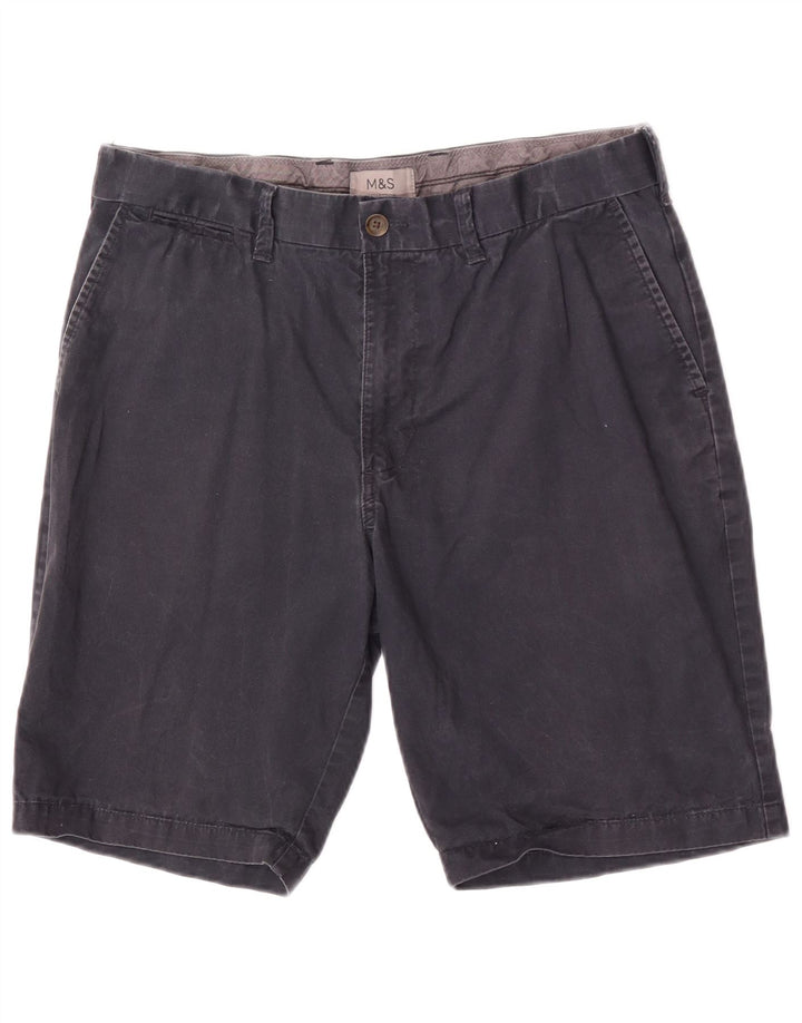 Shorts chino masculino Marks & Spencer W34 grande algodão azul marinho
