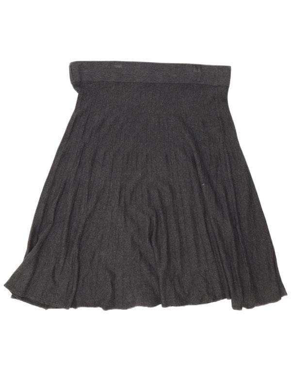Saia feminina Marks & Spencer cintura alta evasê Reino Unido 16 grande W38 cinza