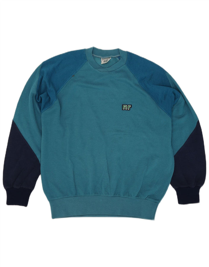 Ennerre moletom masculino jumper grande azul colorblock algodão