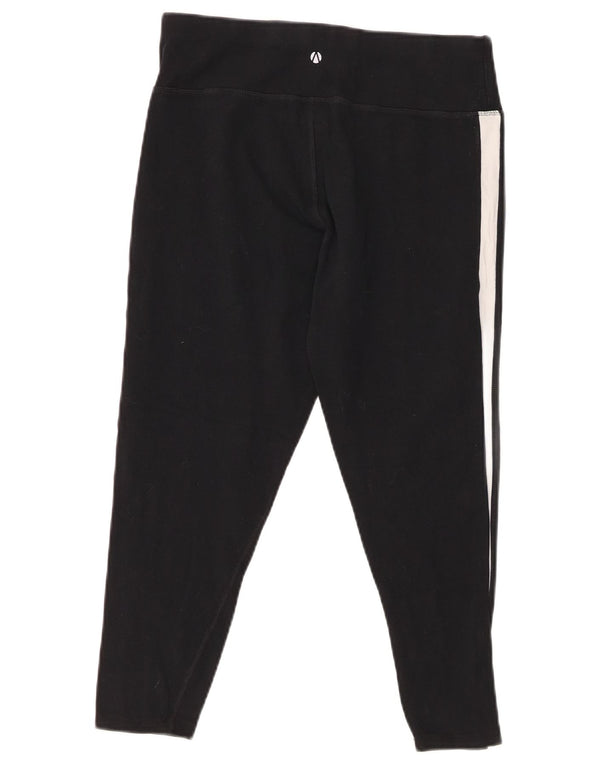 Marks & Spencer Womens Capri Leggings UK 14 Large Black Striped Cotton