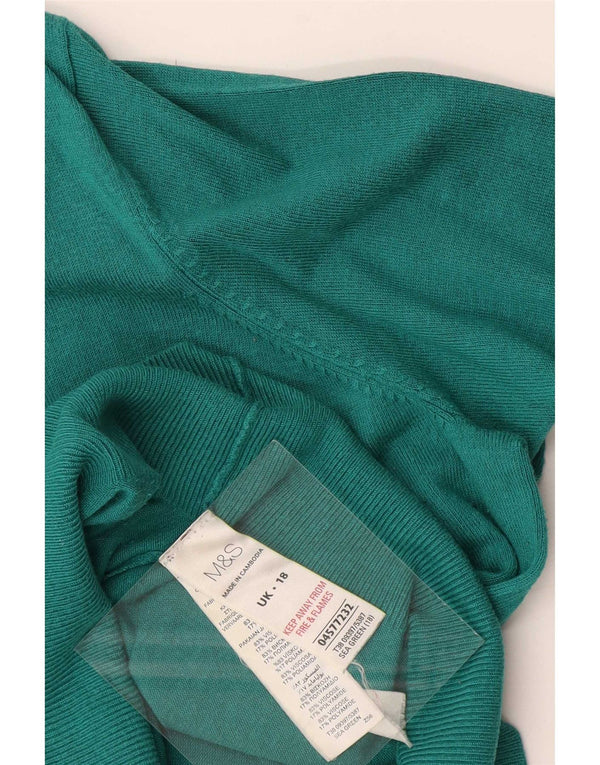 Suéter feminino Marks & Spencer com decote em V Reino Unido 18 XL viscose verde