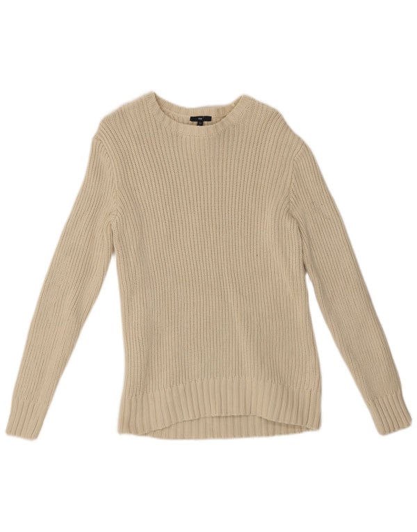 Suéter feminino Gap com gola canoa UK 14 médio algodão branco