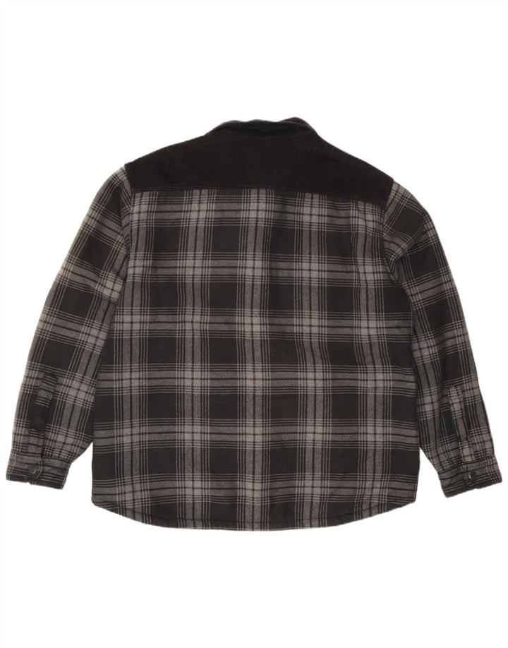 Camisa masculina de flanela lenhador Marks & Spencer grande algodão xadrez cinza