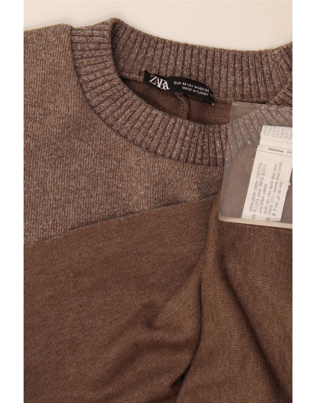 Blusa feminina Zara UK 14 poliéster marrom médio