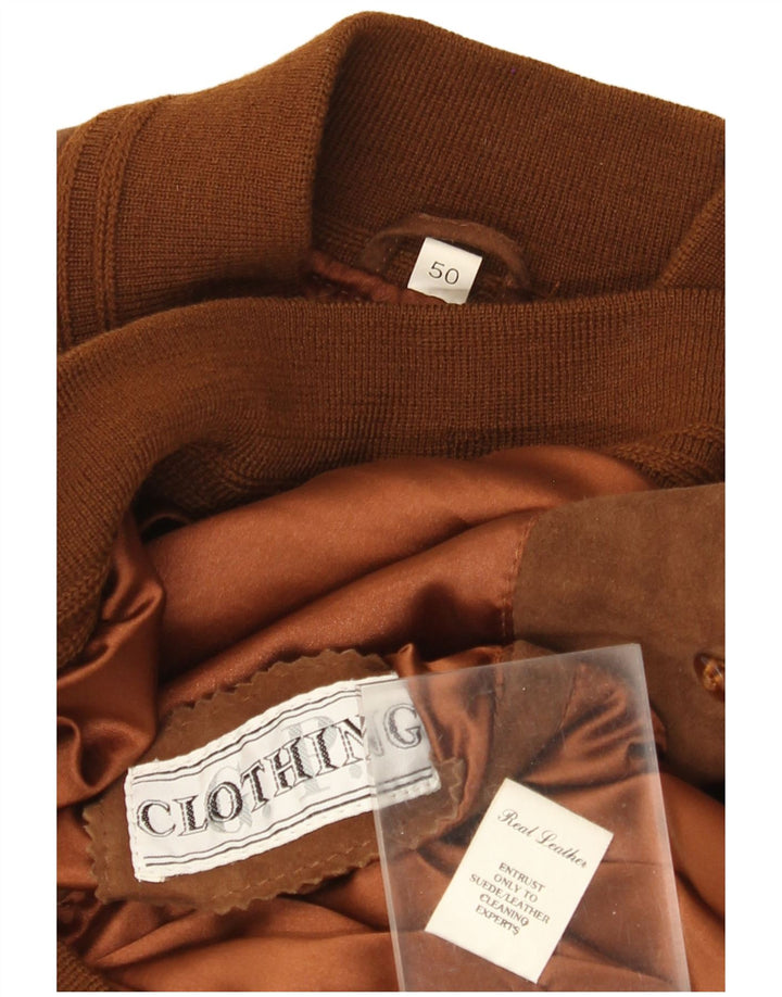 Jaqueta bomber masculina vintage de camurça IT 50 couro marrom grande