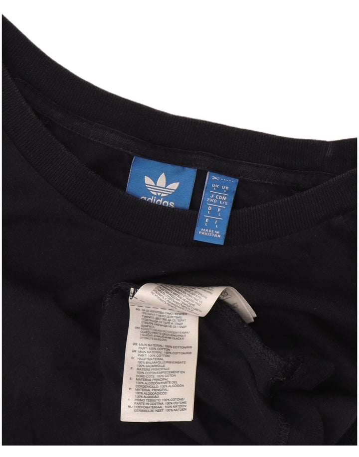 Adidas Mens Camiseta Top Grande Algodão Preto