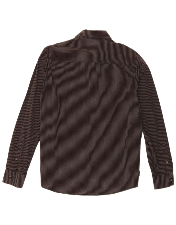 Camisa masculina Quiksilver Mid Fit pequena listrada cinza de algodão