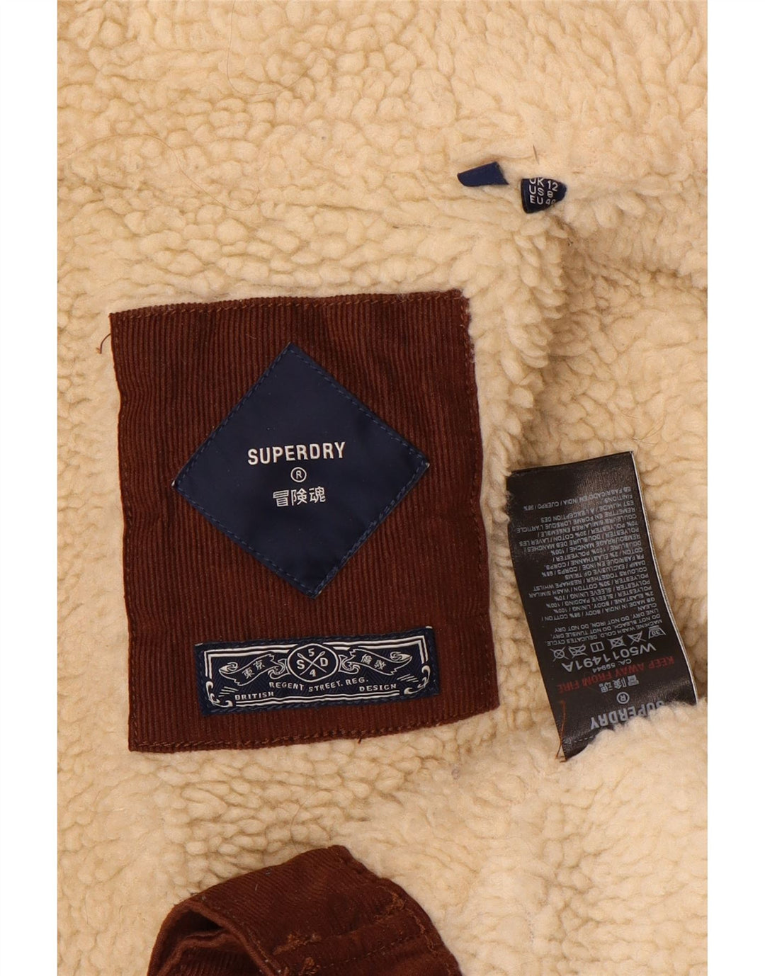 Jaqueta feminina Superdry Sherpa Corduroy UK 12 Medium Brown Colourblock
