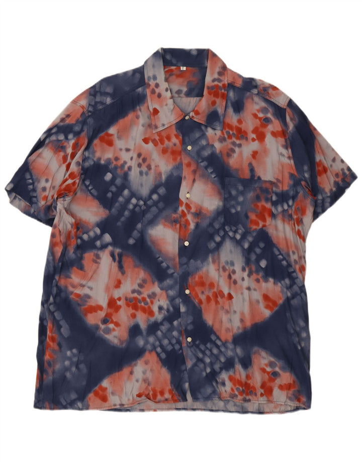 Camisa masculina vintage de manga curta XL azul tie dye