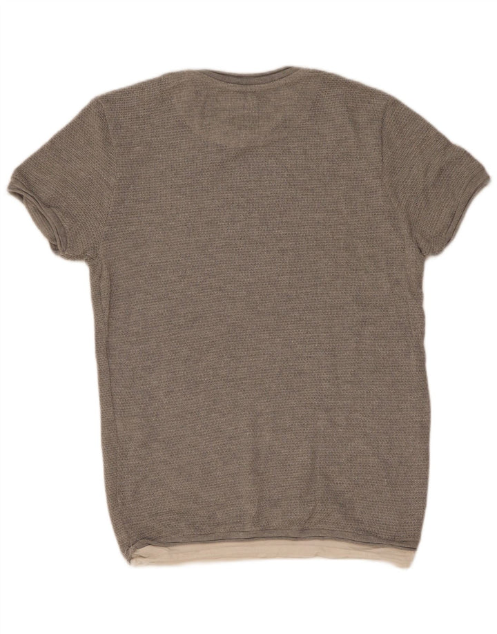 Camiseta masculina Zara Top cinza médio algodão