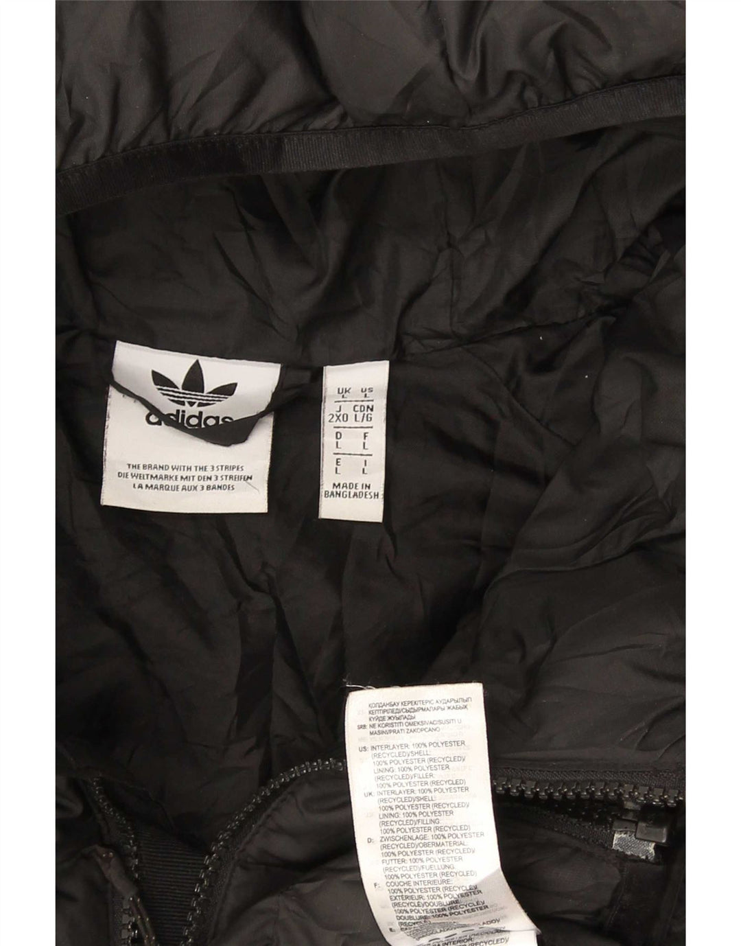 Jaqueta acolchoada com capuz masculina Adidas UK 40 grande poliéster preto