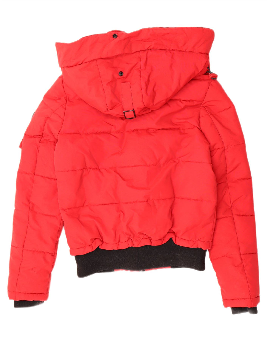 Jaqueta acolchoada com capuz feminina SUPERDRY UK 8 pequena nylon vermelho