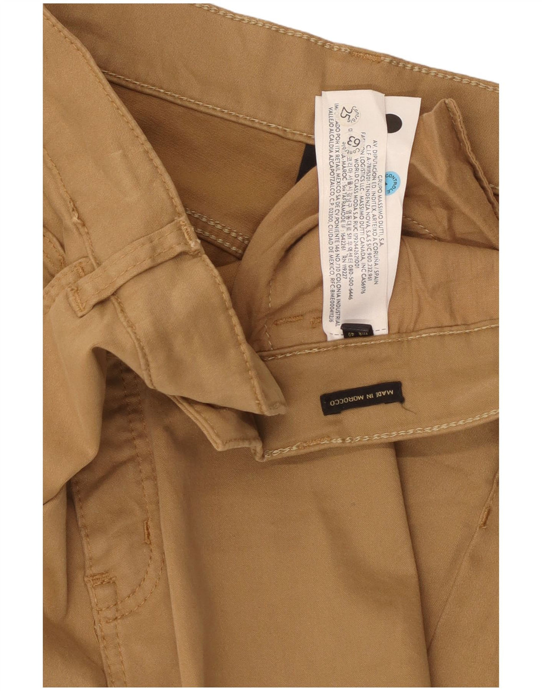 Calça feminina reta casual Massimo Dutti EU 40 médio W30 L26 bege