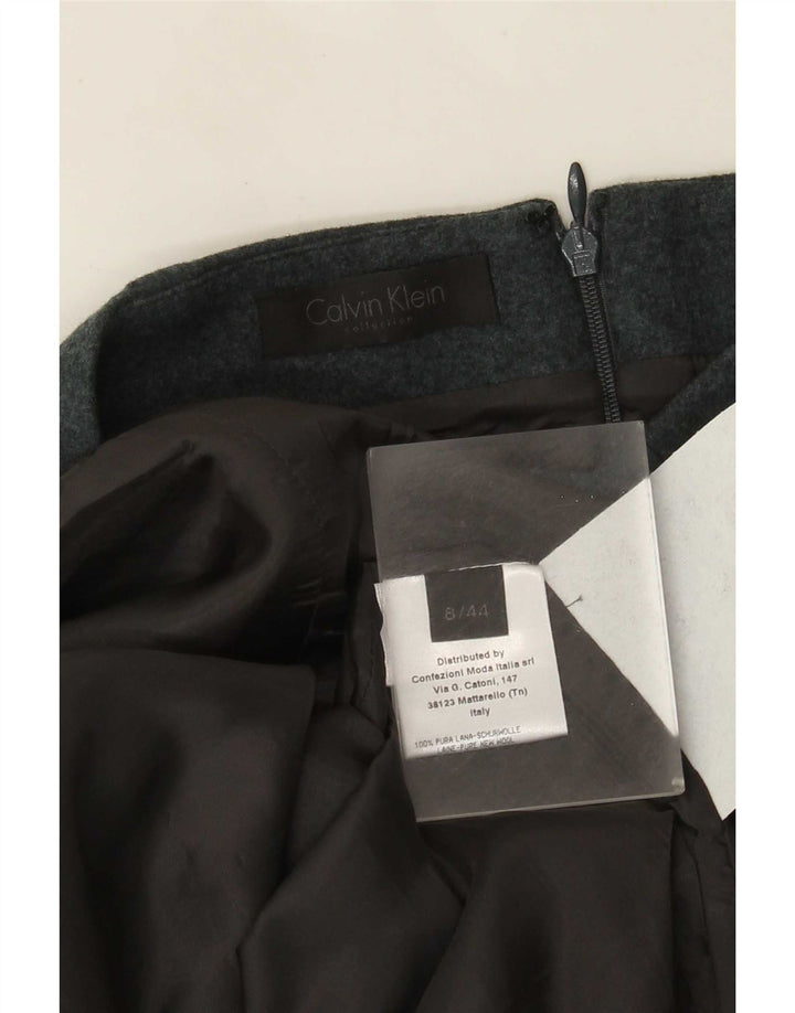 Saia lápis feminina Calvin Klein US 8 médio W32 lã manchada azul