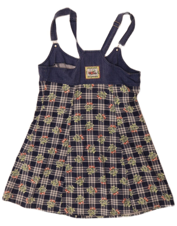 Colmar Mini vestido Dungaree feminino Reino Unido 12 médio azul marinho xadrez algodão