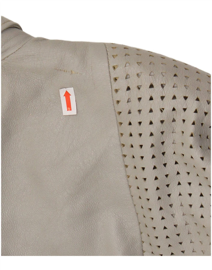 GABRIELLA BENELLI Jaqueta feminina oversized UE 36 pequena couro cinza