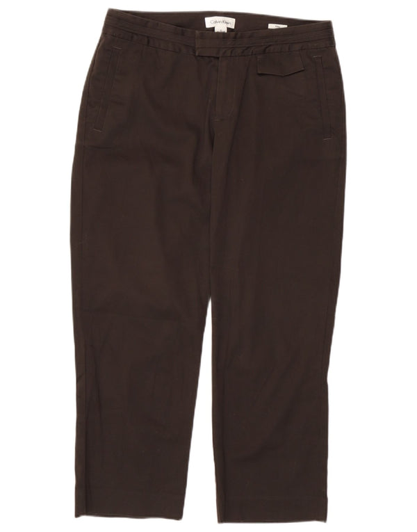 Calça capri feminina Calvin Klein reta US 2 XS W27 L22 algodão marrom