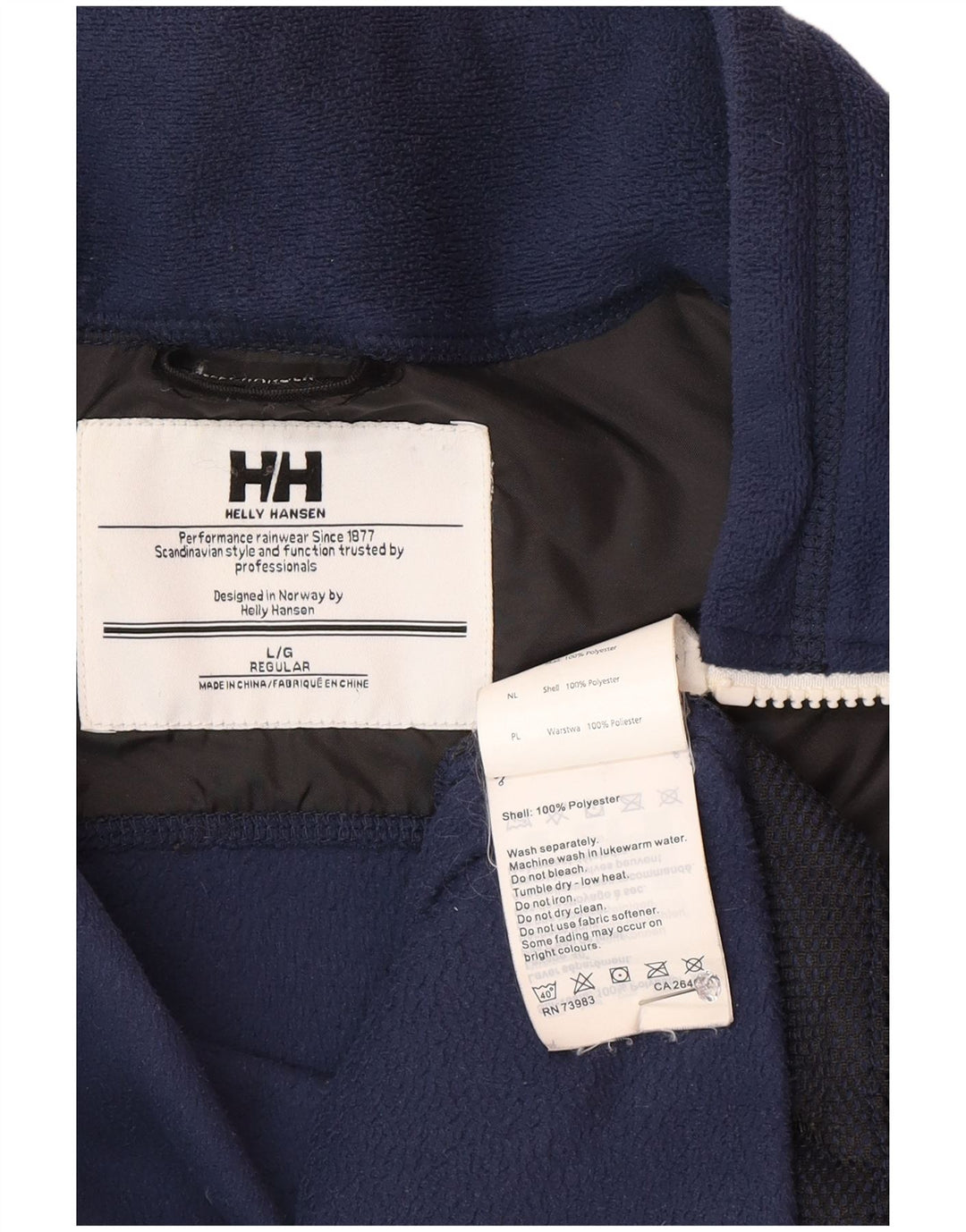 Jaqueta de lã masculina Helly Hansen Regular Fit Reino Unido 40 grande poliéster azul marinho