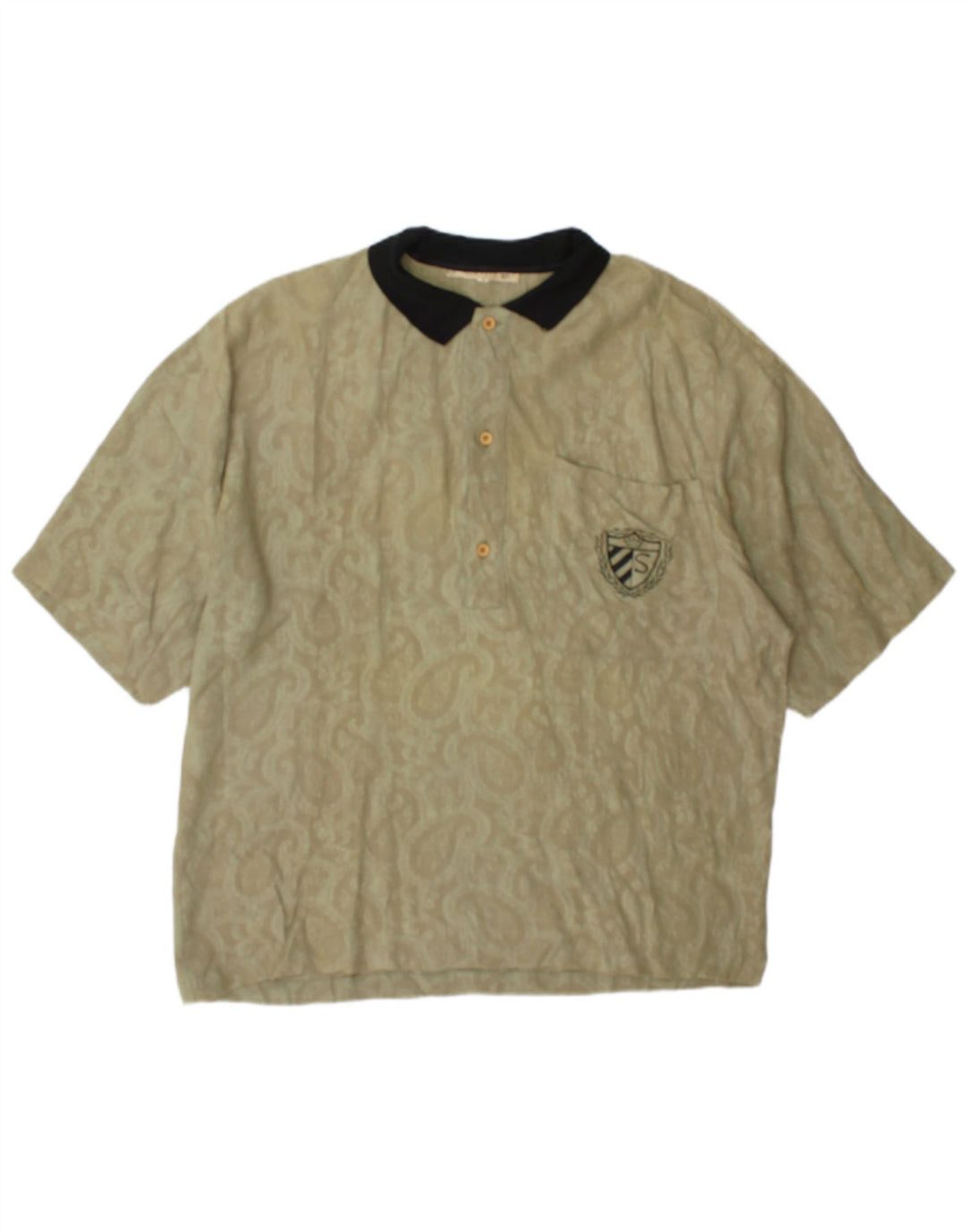 Camisa polo masculina Silenzio pequena cáqui Paisley