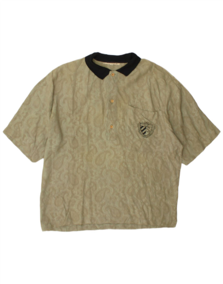 Camisa polo masculina Silenzio pequena cáqui Paisley