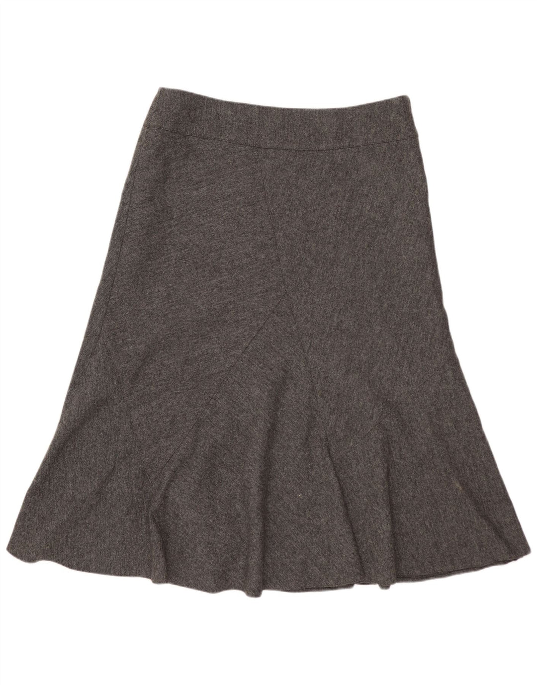 Saia feminina Marks & Spencer em linha A Reino Unido 12 médio W32 cinza manchado de lã nova