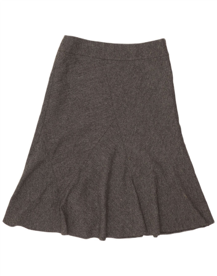 Saia feminina Marks & Spencer em linha A Reino Unido 12 médio W32 cinza manchado de lã nova