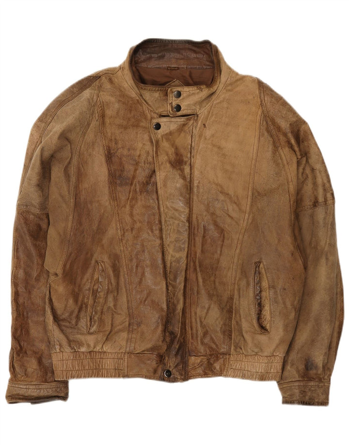 Jaqueta de couro masculina vintage UK 42 XL marrom