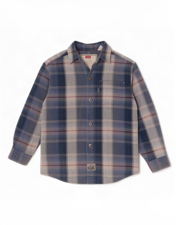 Camisa Levi's Boys Flanela 4-5 Anos Azul Xadrez Algodão