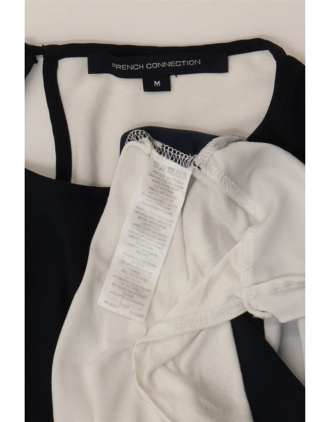 Camiseta feminina French Connection Top UK 14 médio azul marinho colorblock