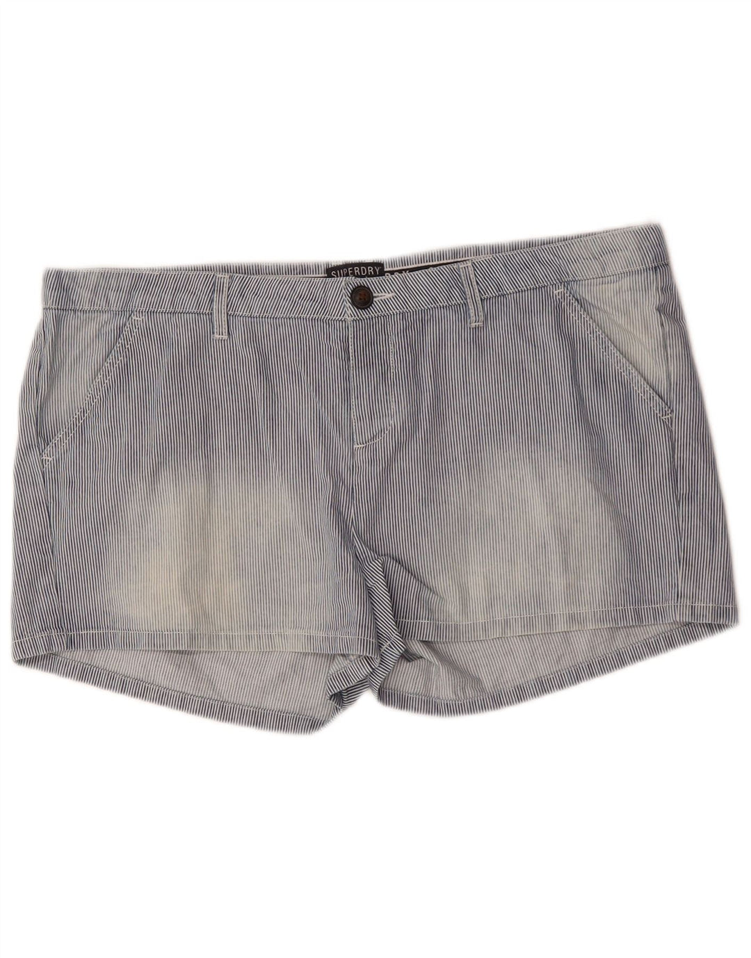 Shorts casuais femininos SUPERDRY XL W40 algodão listrado azul