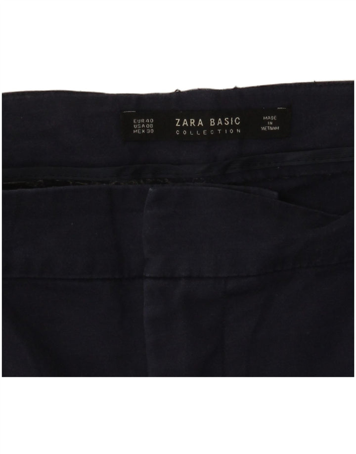 Zara Calça Chino Feminina Slim EU 40 Médio W30 L26 Azul Marinho