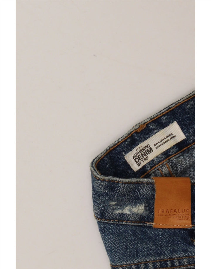 Mini saia jeans feminina Zara pequena W26 azul