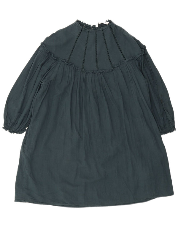 Vestido feminino Zara manga 3/4 em camadas Reino Unido 14 grande algodão verde