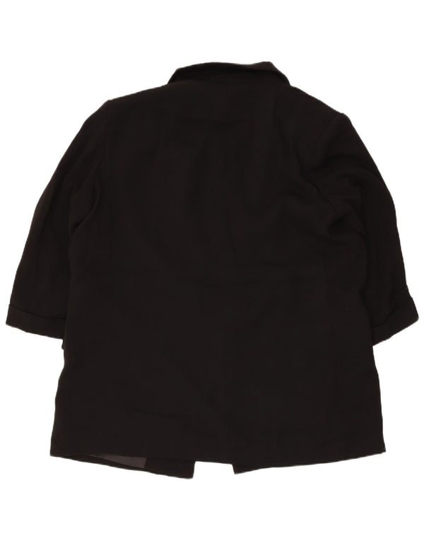 Zara Jaqueta Blazer Feminina Manga 3/4 Aberta Reino Unido 18 XL Preto Poliéster
