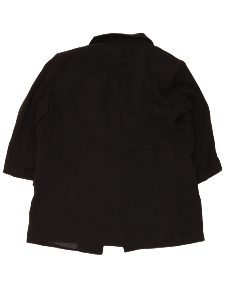 Zara Jaqueta Blazer Feminina Manga 3/4 Aberta Reino Unido 18 XL Preto Poliéster