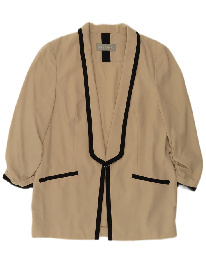 Jaqueta Blazer Feminina Marks & Spencer Manga 3/4 Aberta Reino Unido 12 Médio Bege