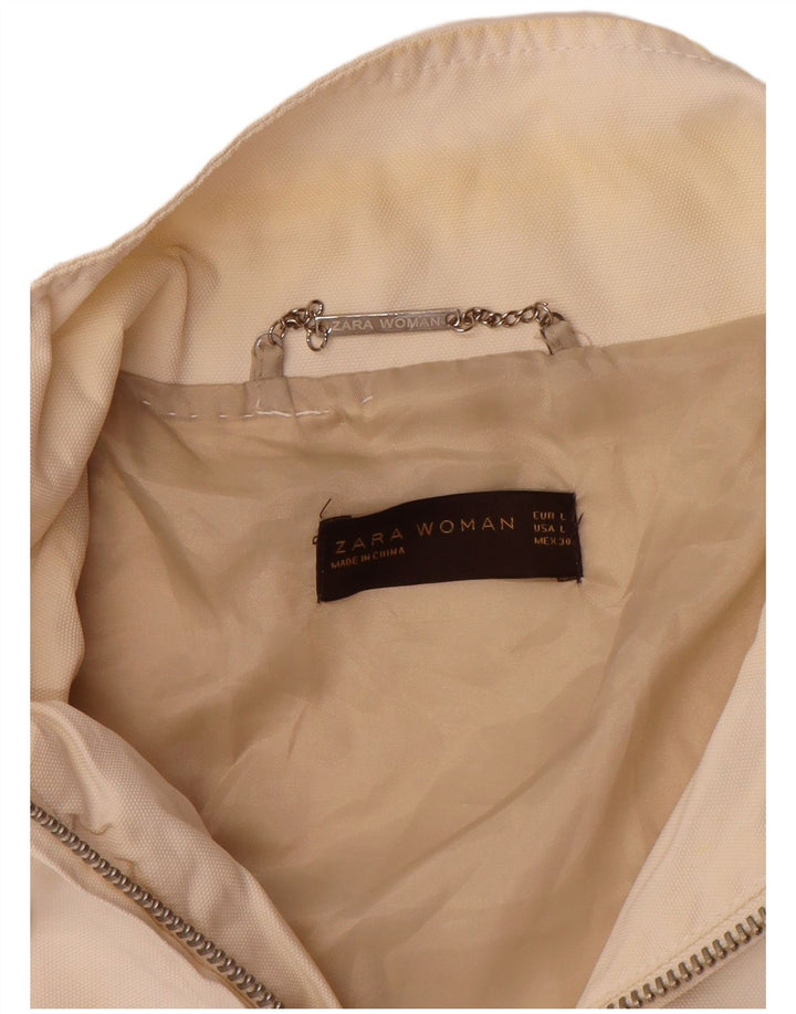Jaqueta utilitária feminina Zara Reino Unido 16 grande nylon branco