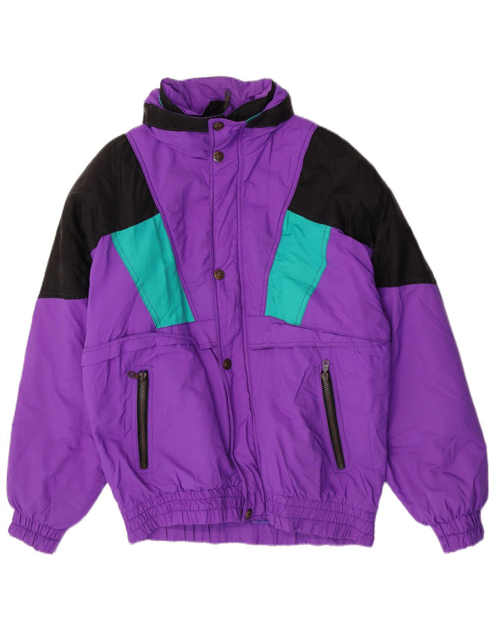 Jaqueta de esqui com capuz masculino pesaroso IT 50 grande poliamida roxa Colourblock